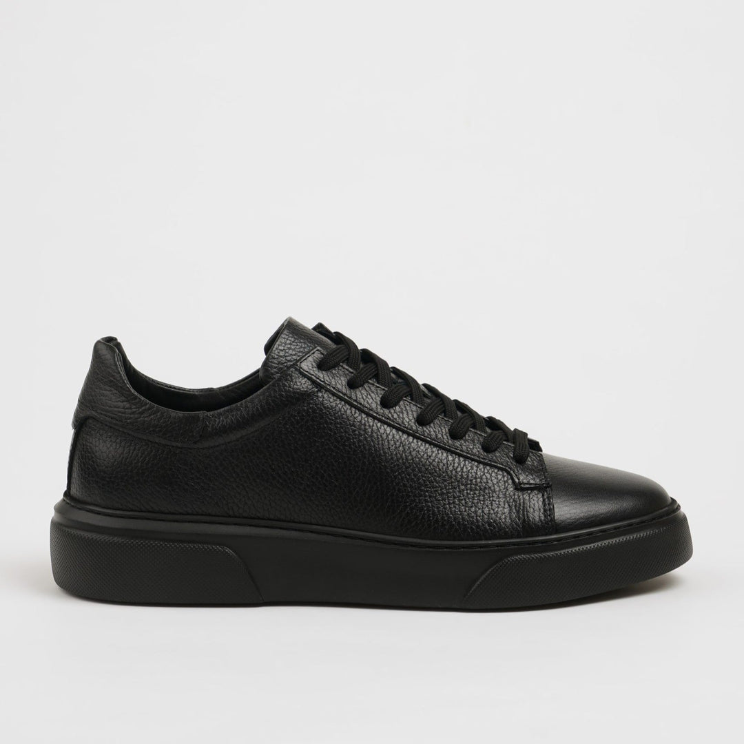FULL BLACK POOL SOLE LEATHER SNEAKERS SHOES