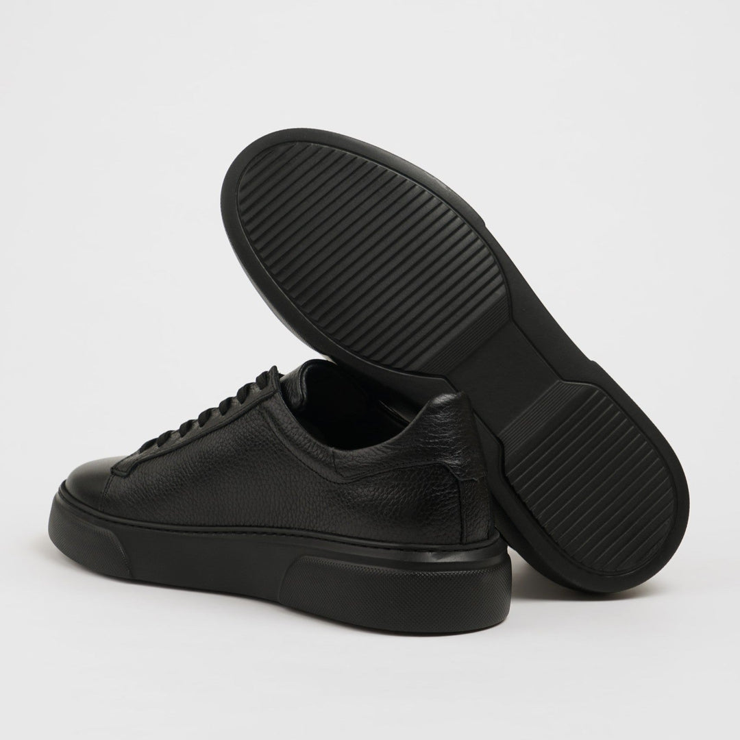 FULL BLACK POOL SOLE LEATHER SNEAKERS SHOES