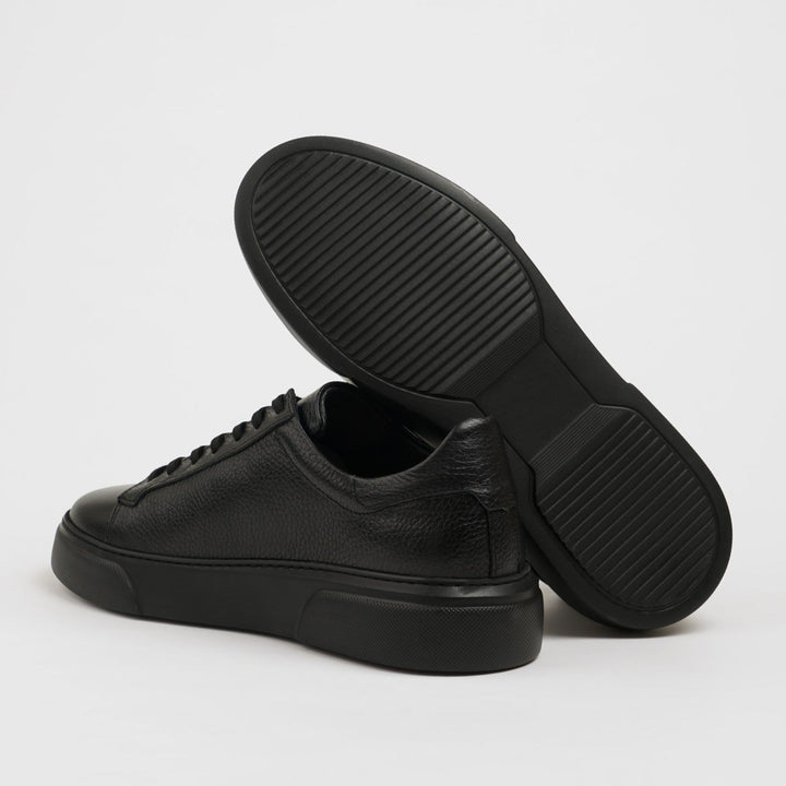 FULL BLACK POOL SOLE LEATHER SNEAKERS SHOES