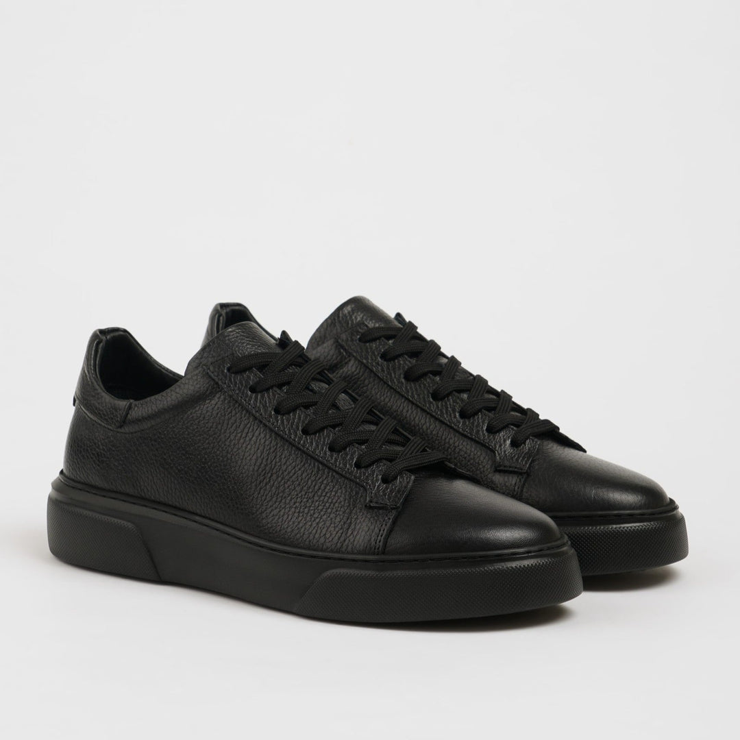 FULL BLACK POOL SOLE LEATHER SNEAKERS SHOES