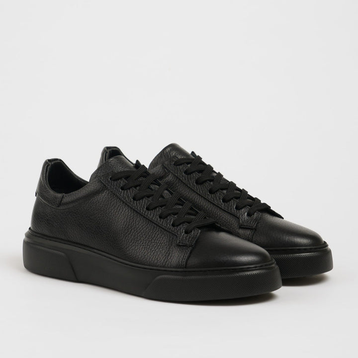 FULL BLACK POOL SOLE LEATHER SNEAKERS SHOES