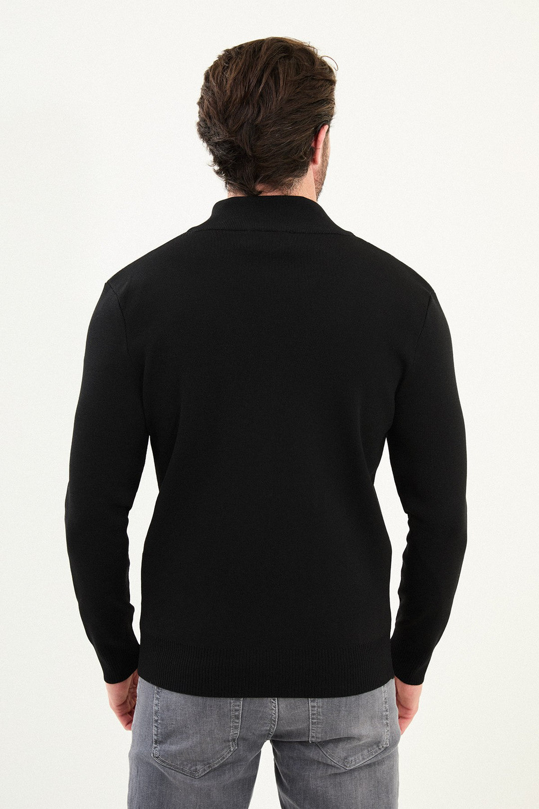 Men’s Knitted Zip Cardigan – Black
