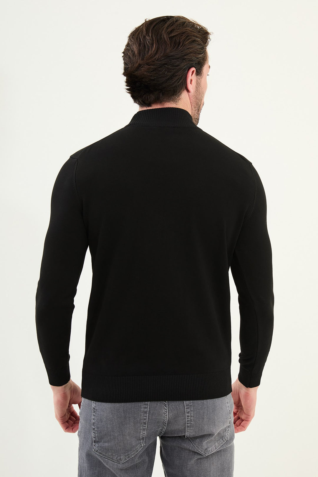 Knitted Mock Neck Sweater β Black
