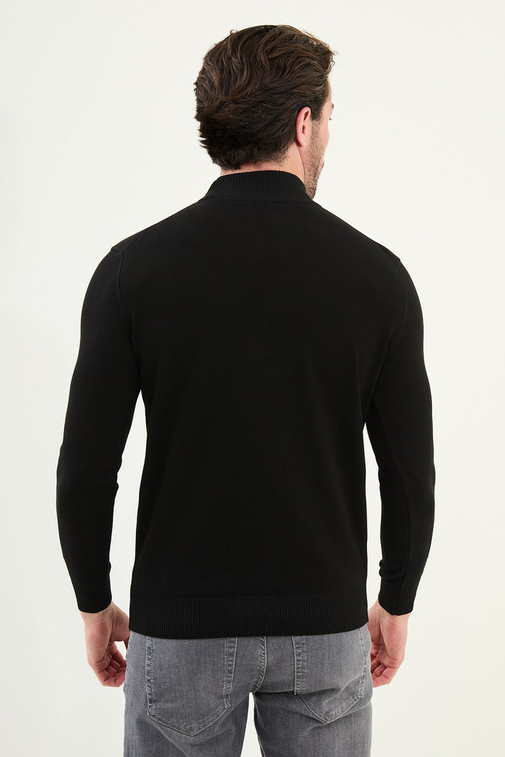 Knitted Mock Neck Sweater β Black