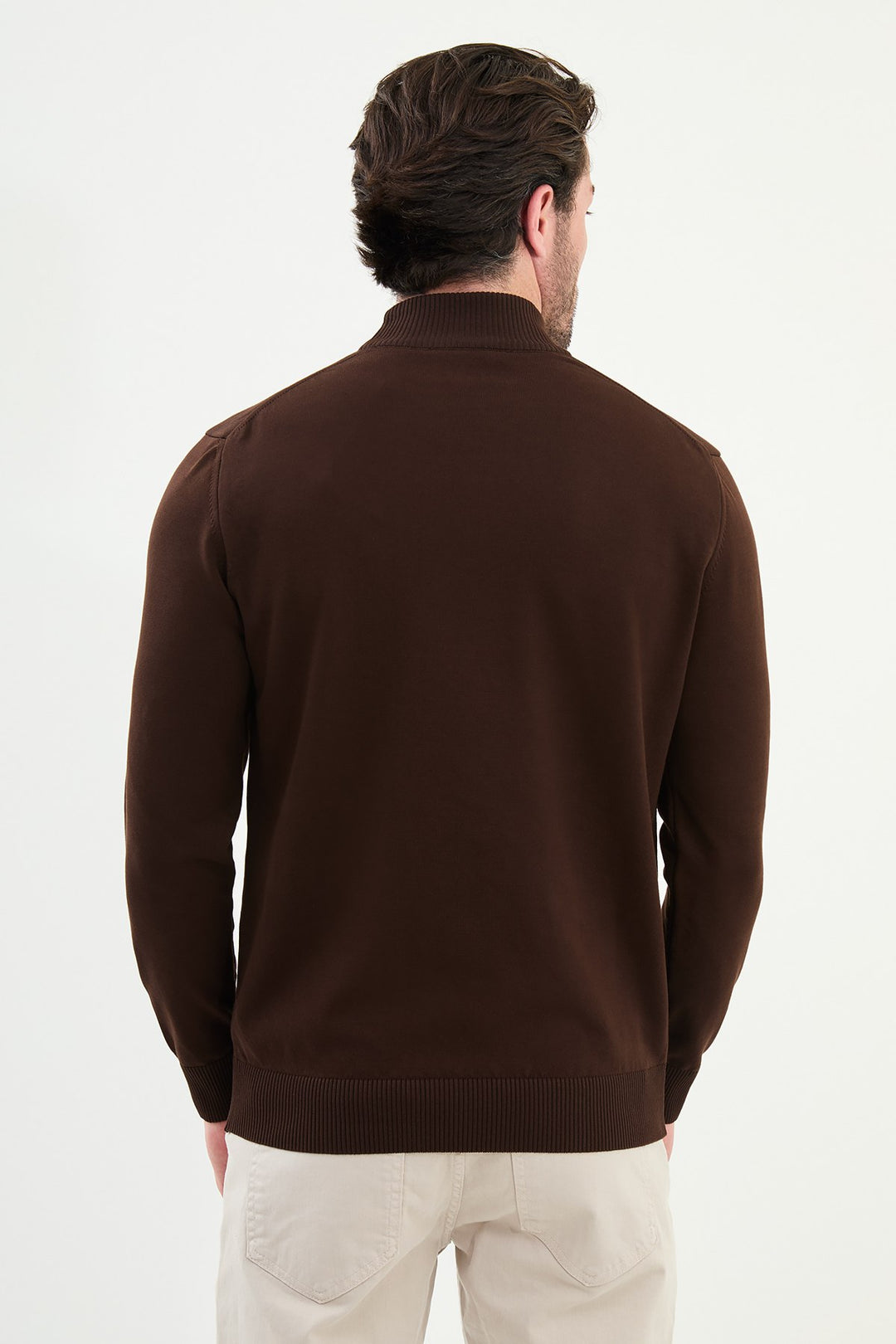 Knitted Mock Neck Sweater β Brown