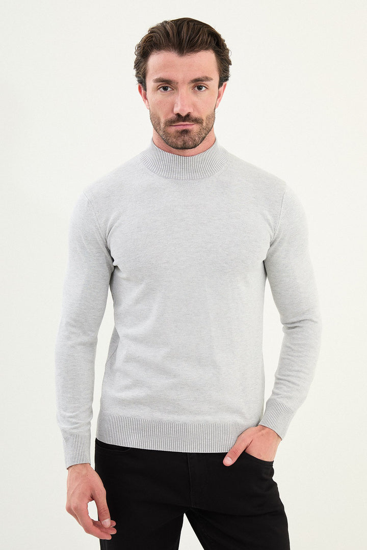 Knitted Mock Neck Sweater β Grey
