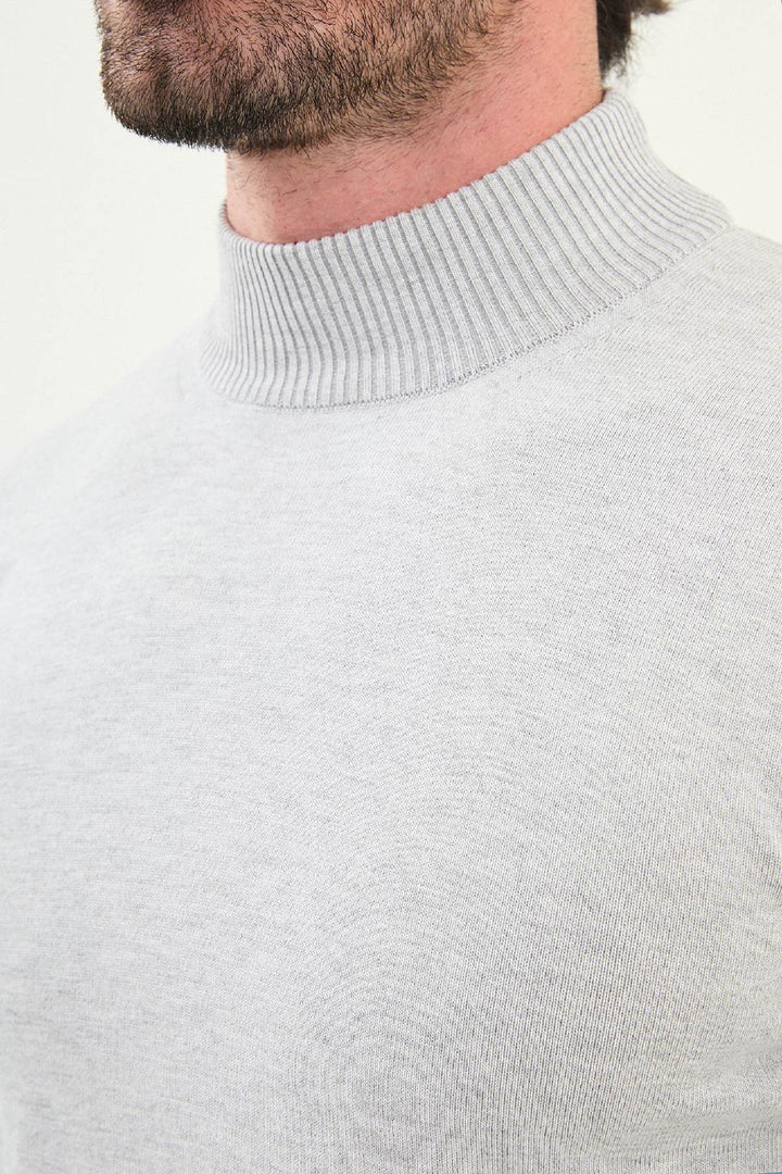 Knitted Mock Neck Sweater β Grey