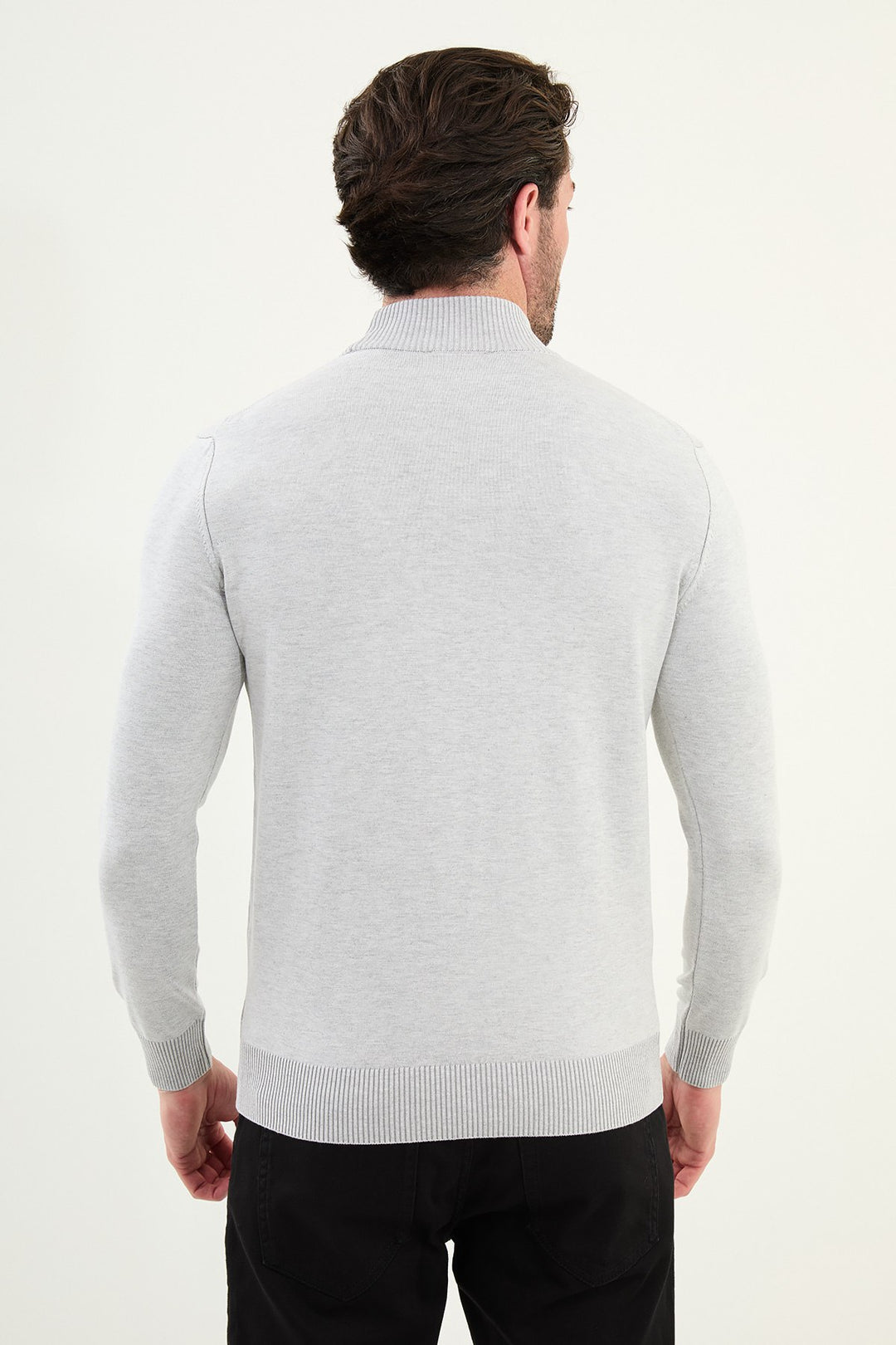 Knitted Mock Neck Sweater β Grey