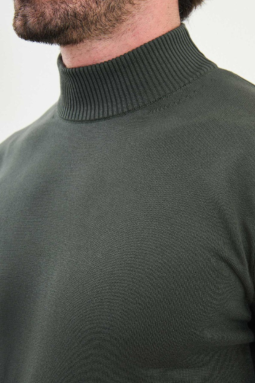 Knitted Mock Neck Sweater β Khaki Green