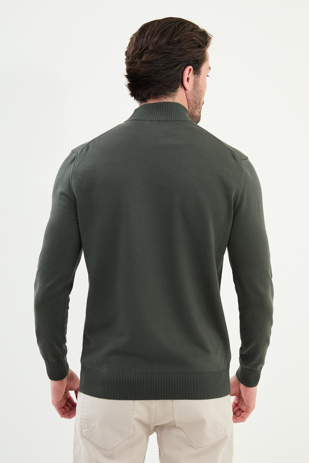 Knitted Mock Neck Sweater β Khaki Green