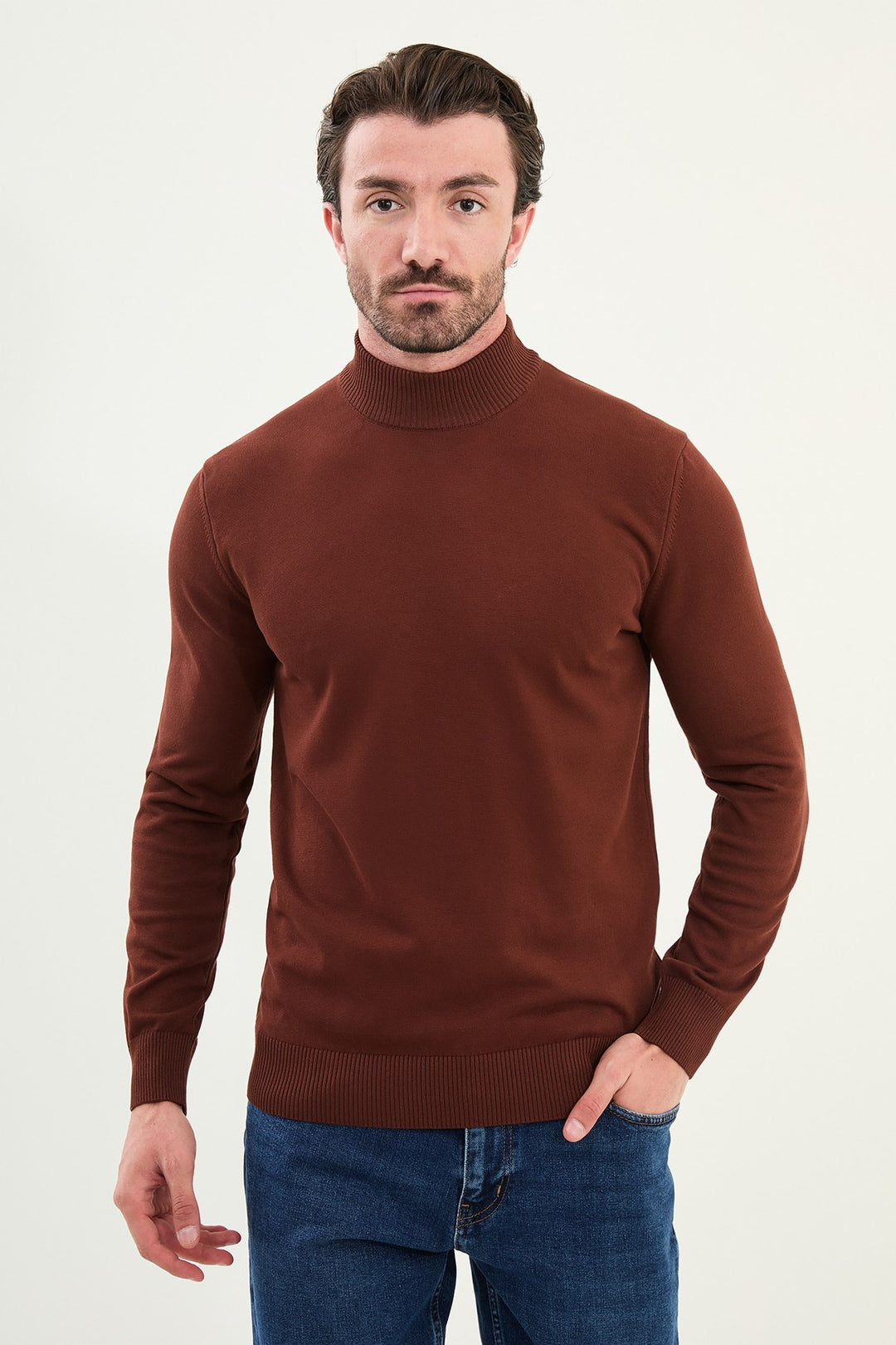 Knitted Mock Neck Sweater β Tile