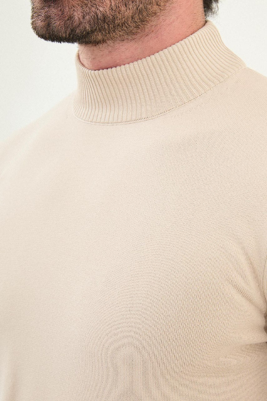 Knitted Mock Neck Sweater β Beige