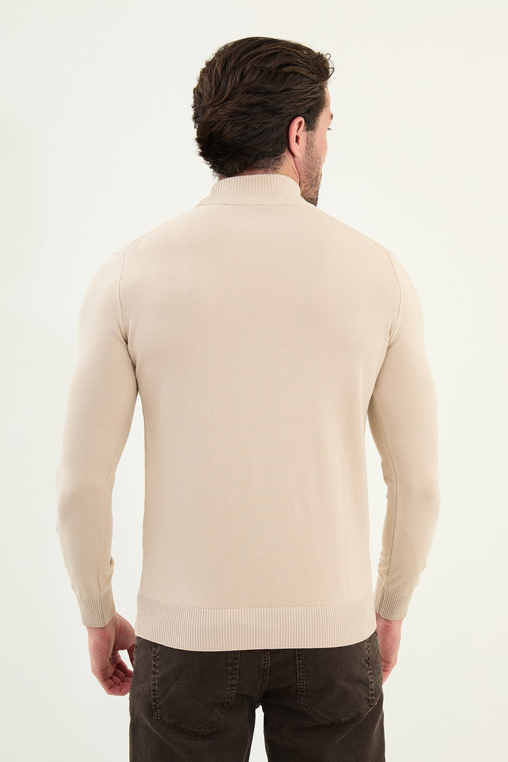 Knitted Mock Neck Sweater β Beige