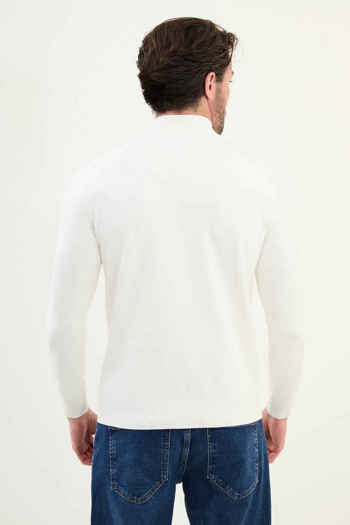 Knitted Mock Neck Sweater β White
