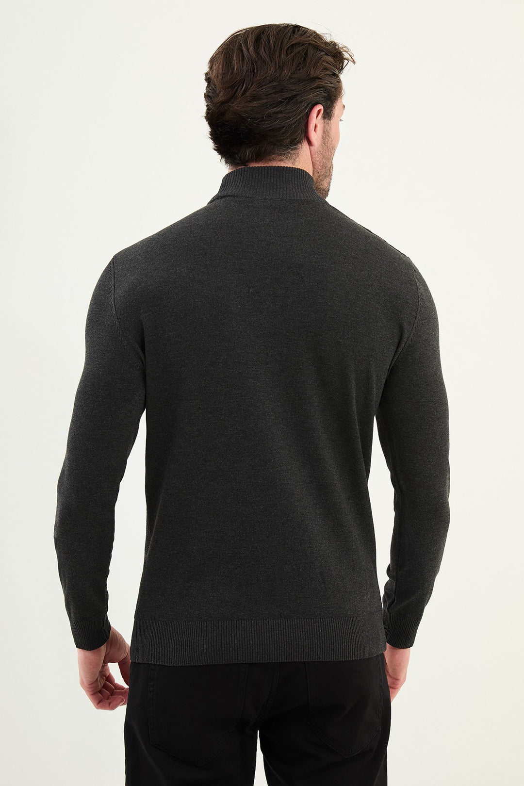 Classic Patterned Turtleneck - Dark Grey