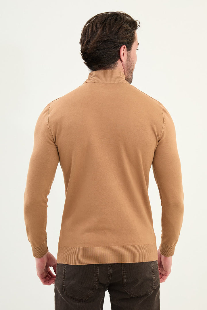 Classic Patterned Turtleneck - Camel