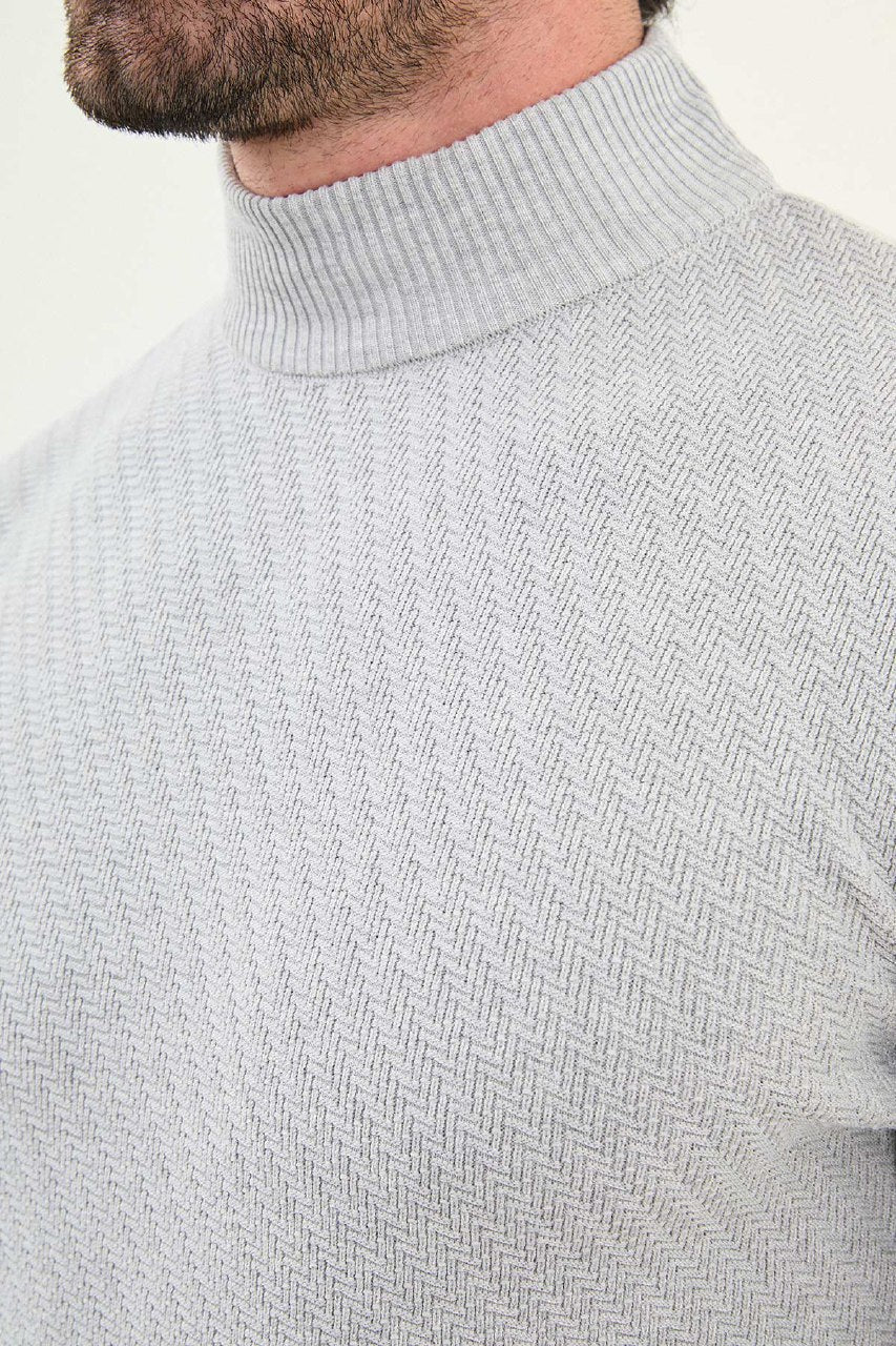 Classic Patterned Turtleneck - Grey