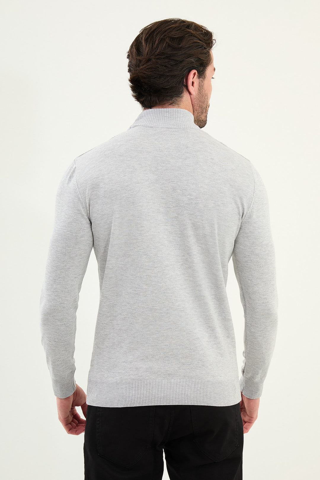 Classic Patterned Turtleneck - Grey