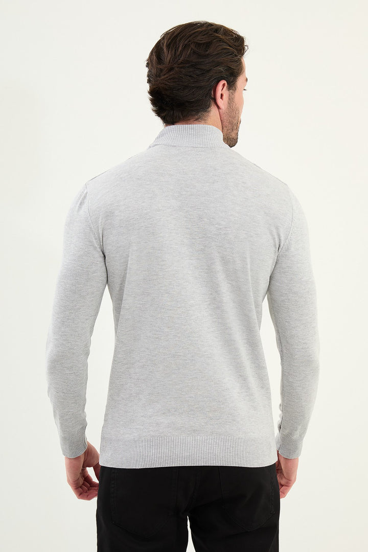 Classic Patterned Turtleneck - Grey
