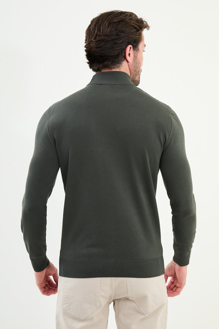 Classic Patterned Turtleneck - Green