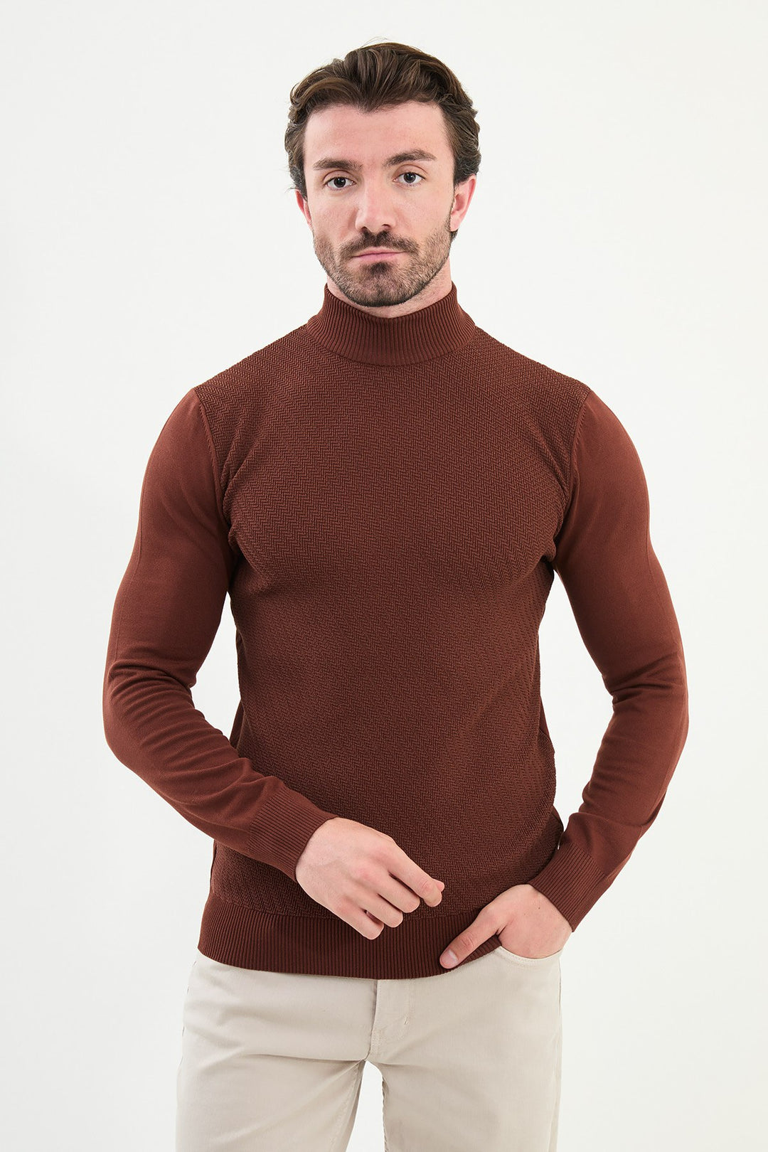 Classic Patterned Turtleneck - Tile