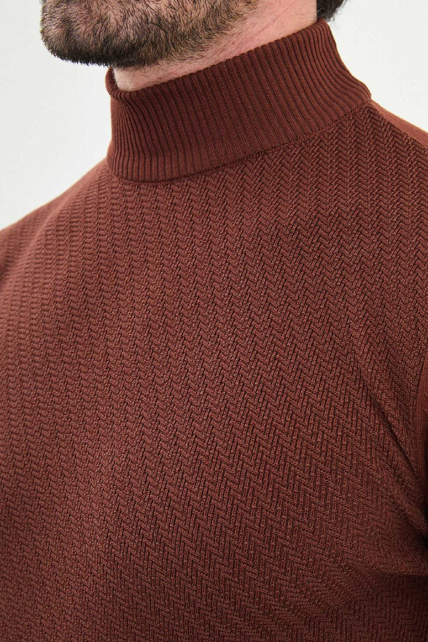 Classic Patterned Turtleneck - Tile