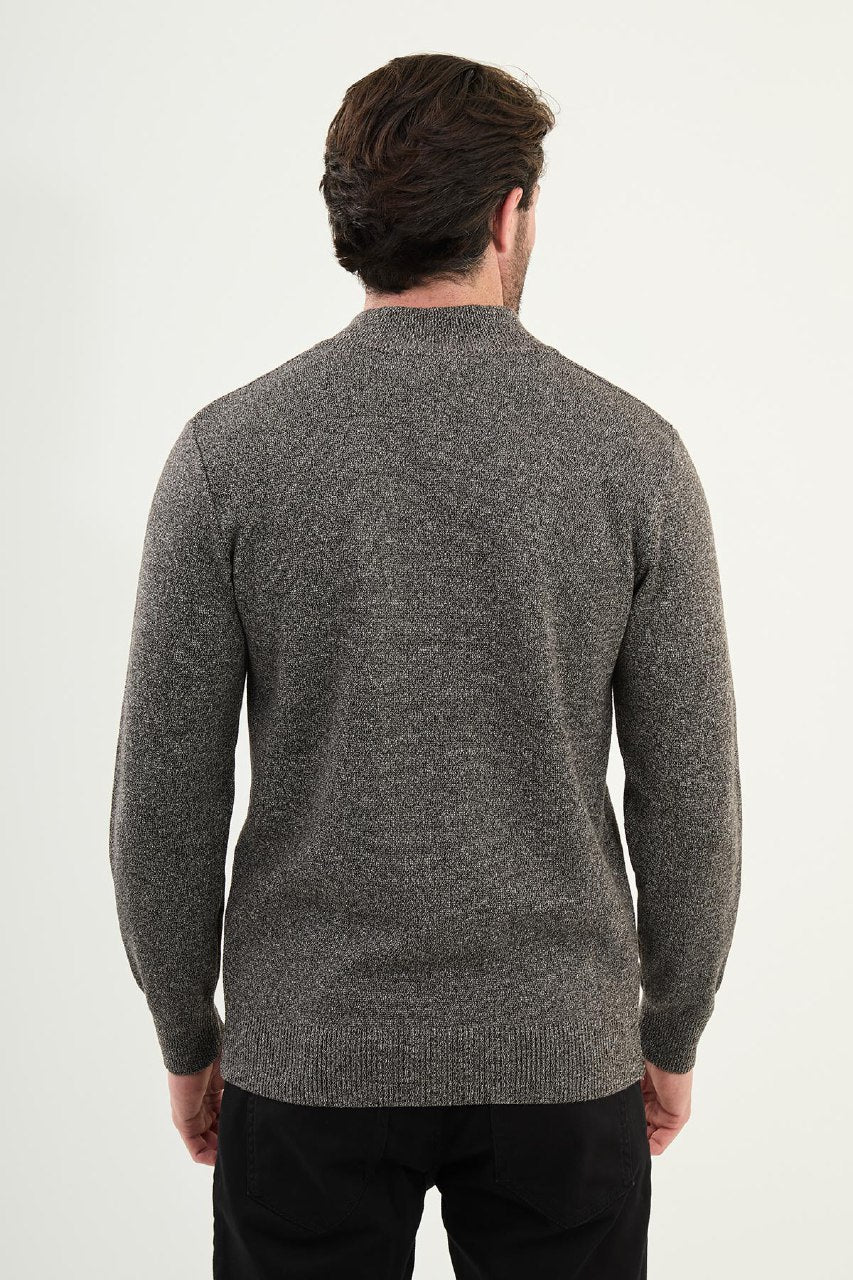 Half-Zip Mock Neck Sweater - Dark Grey