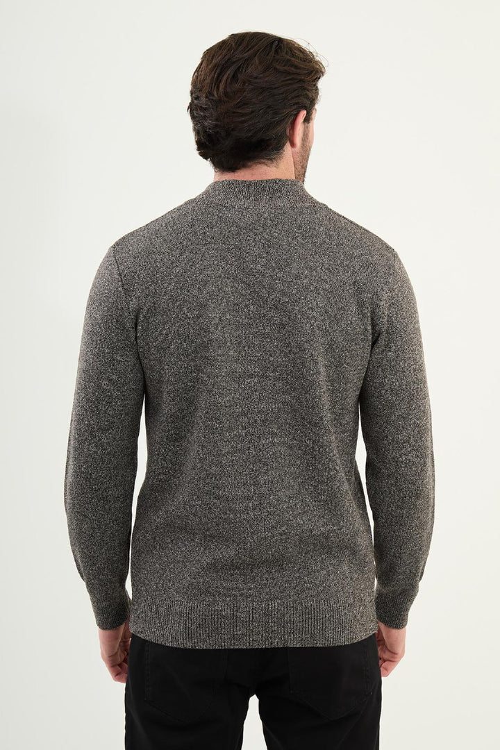 Half-Zip Mock Neck Sweater - Dark Grey