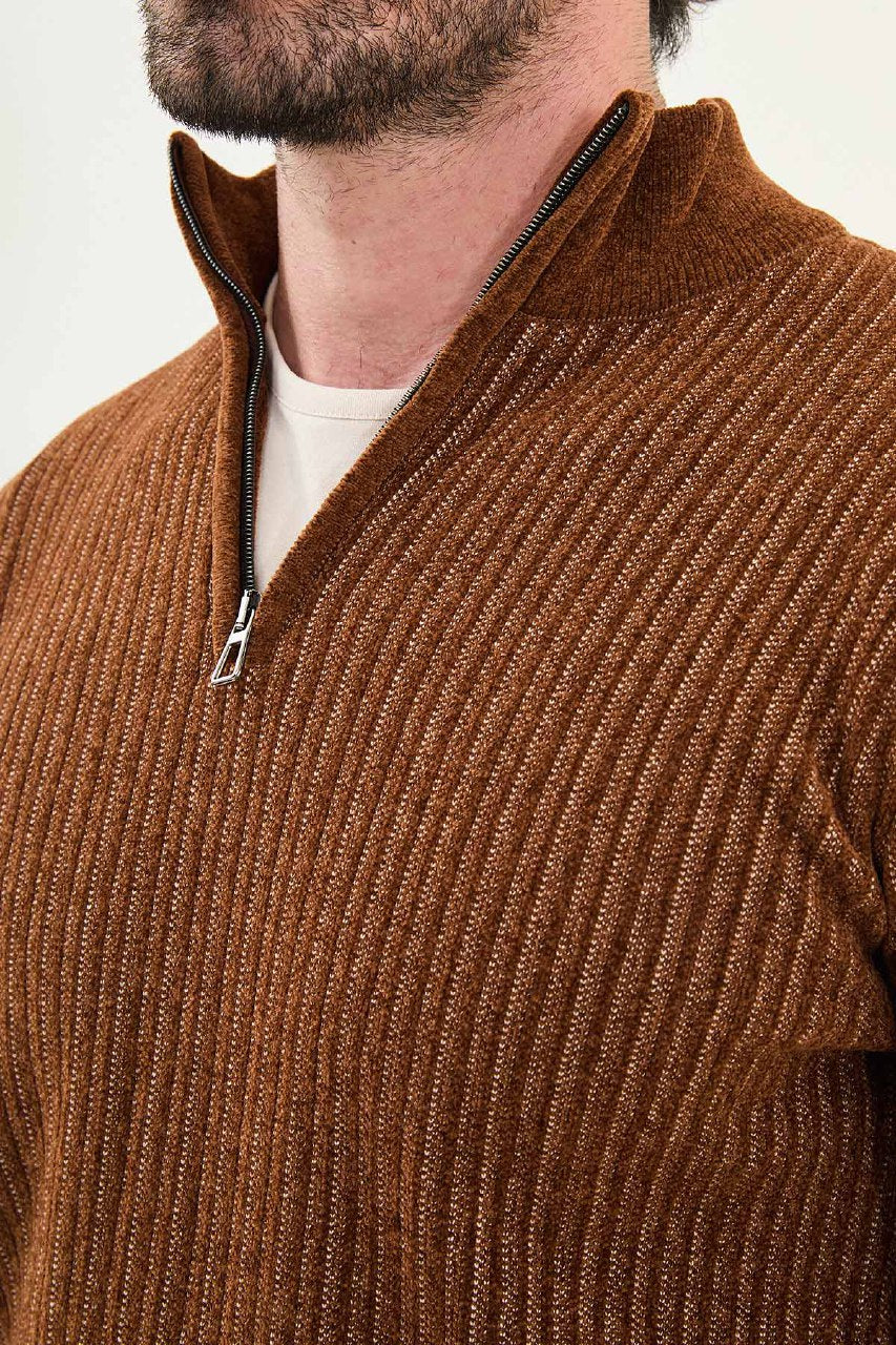 Ribbed Half-Zip Sweater - Tile