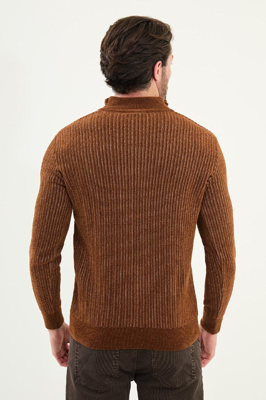 Ribbed Half-Zip Sweater - Tile