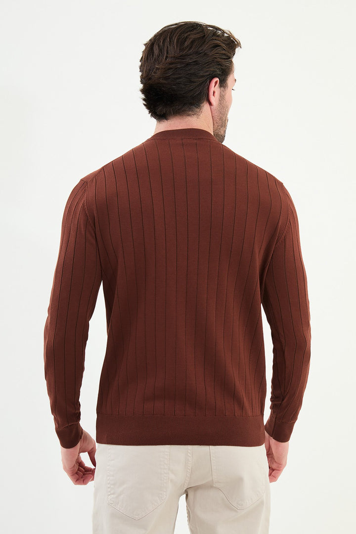 Ribbed Crew Neck Sweater - Tile