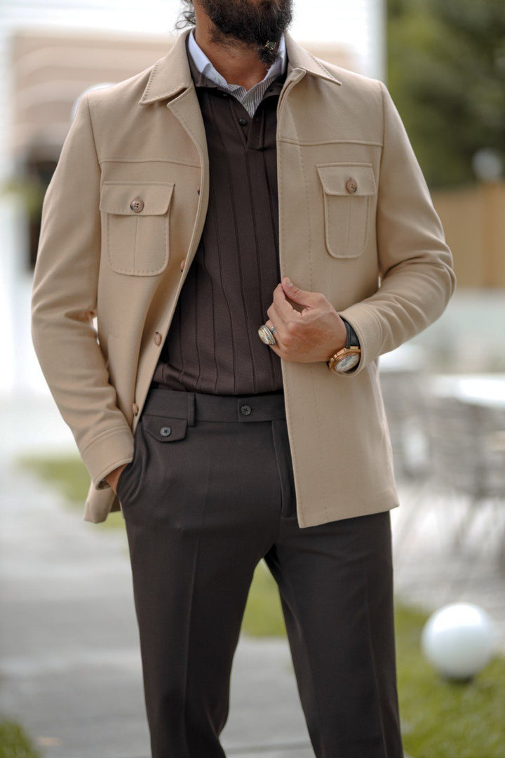 Pocket-Detailed Sweet Short Cashmere Coat