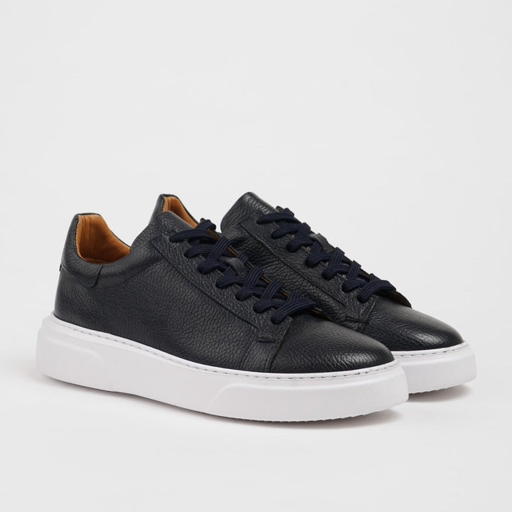 POOL SOLE LEATHER SNEAKERS SHOES - NAVY BLUE