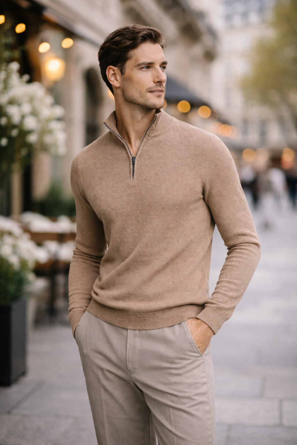Premium Wool Quarter-Zip Knit Sweater