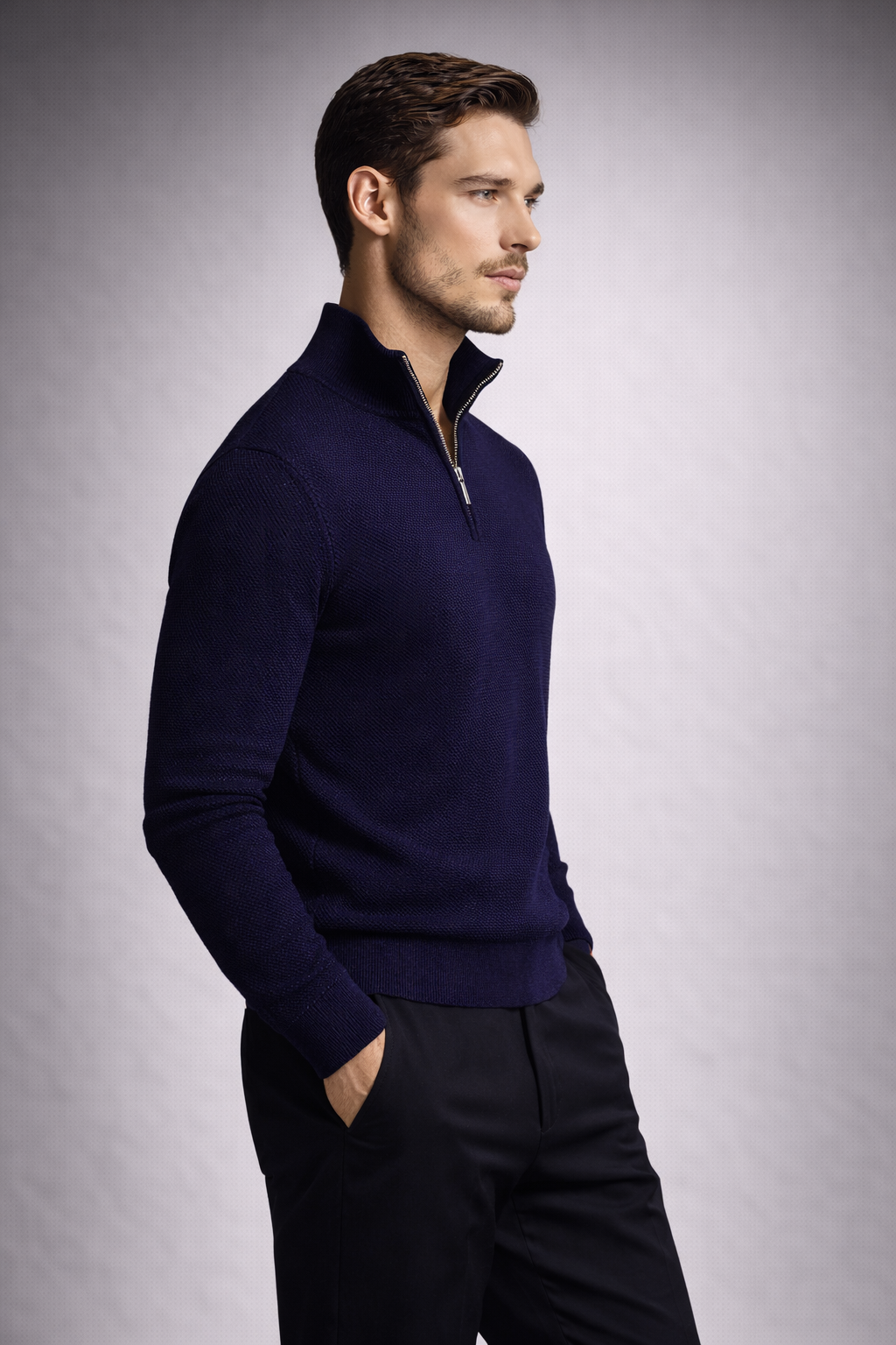 Premium Wool Quarter-Zip Knit Sweater