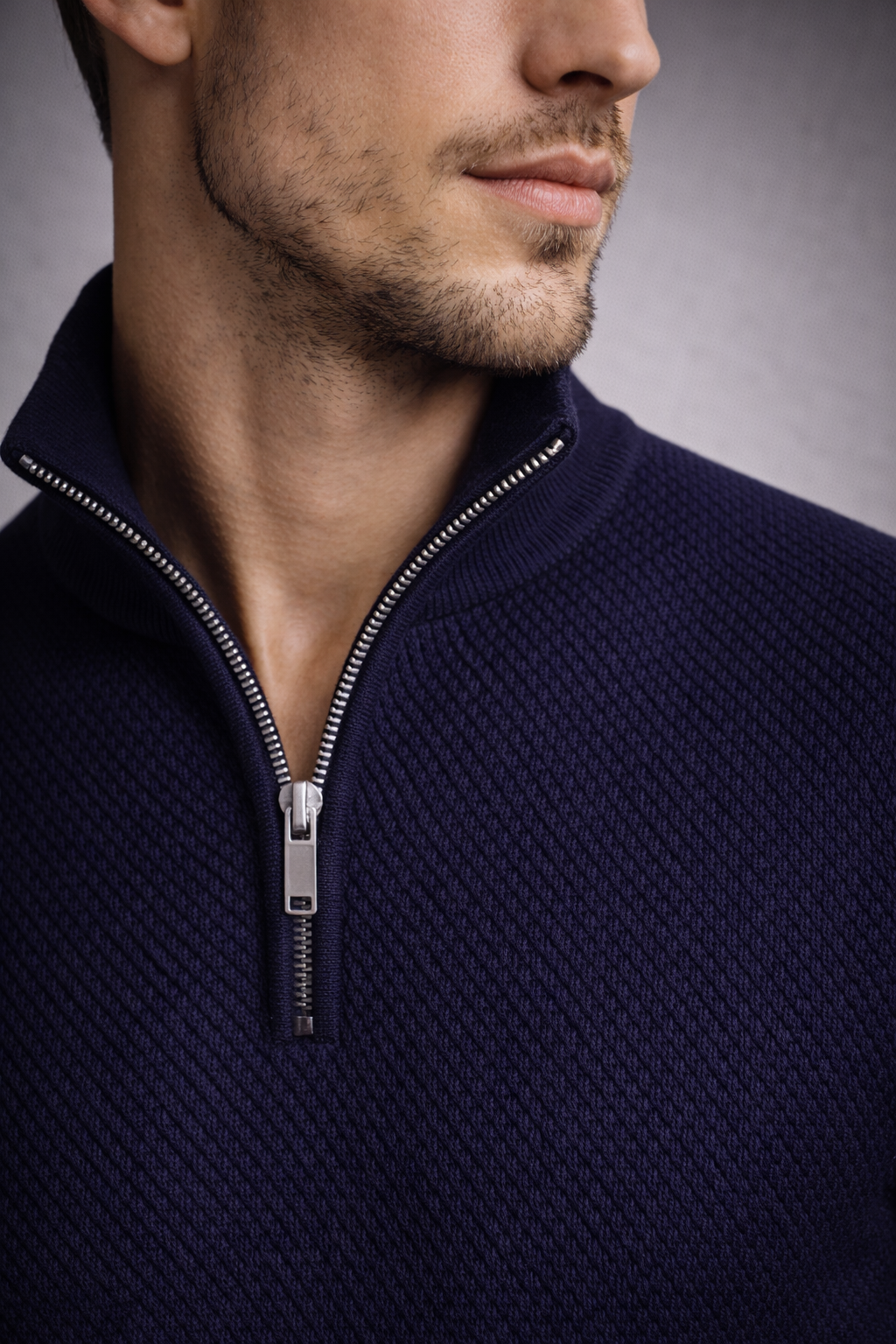 Premium Wool Quarter-Zip Knit Sweater