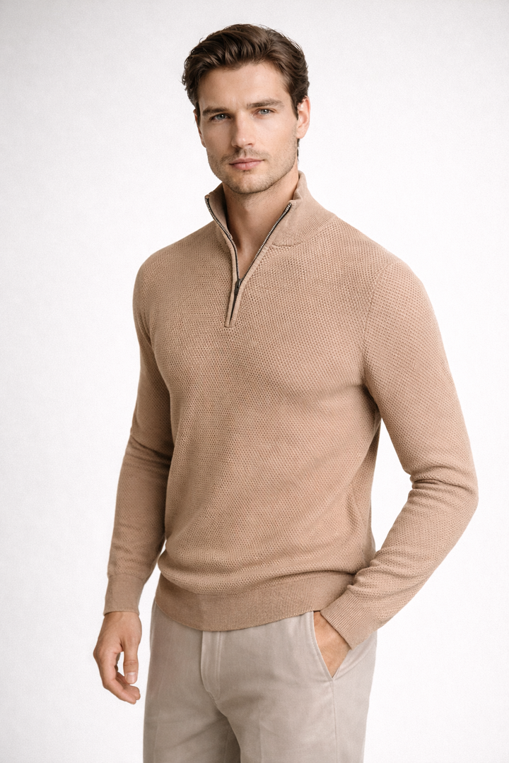 Premium Wool Quarter-Zip Knit Sweater