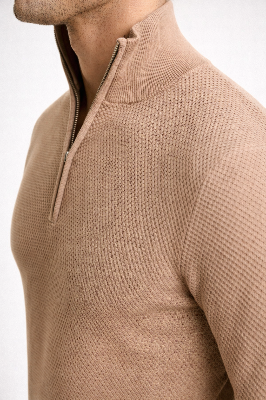 Premium Wool Quarter-Zip Knit Sweater