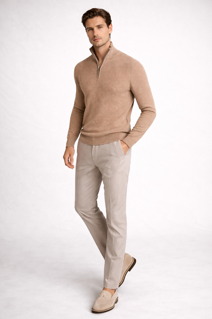 Premium Wool Quarter-Zip Knit Sweater