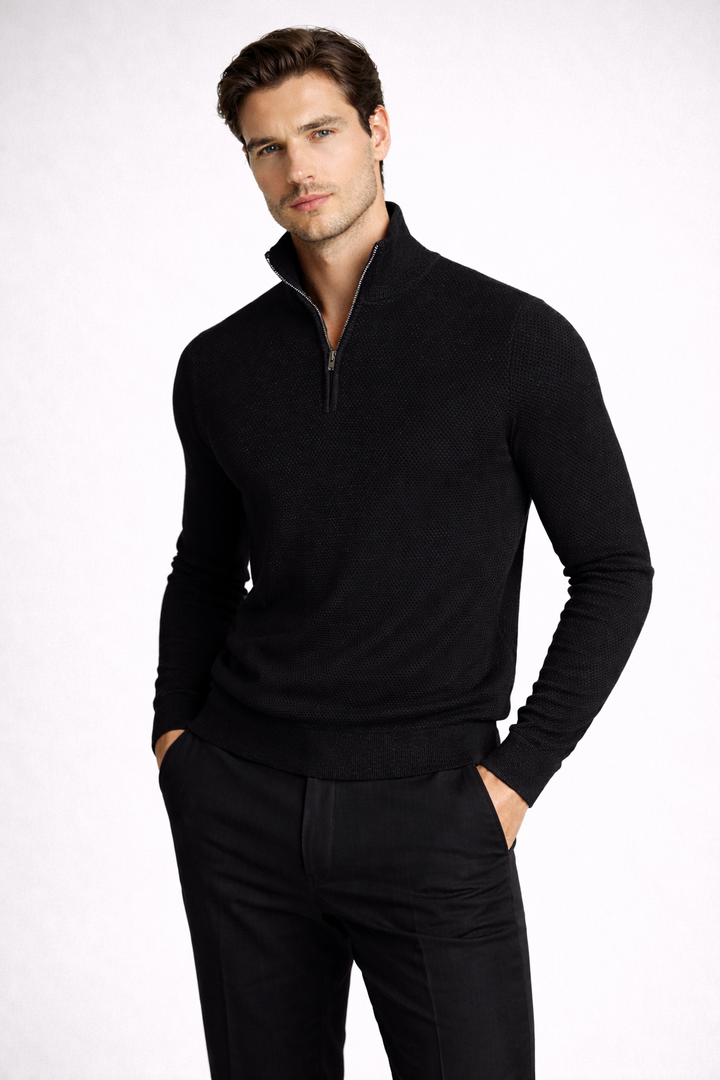 Premium Wool Quarter-Zip Knit Sweater