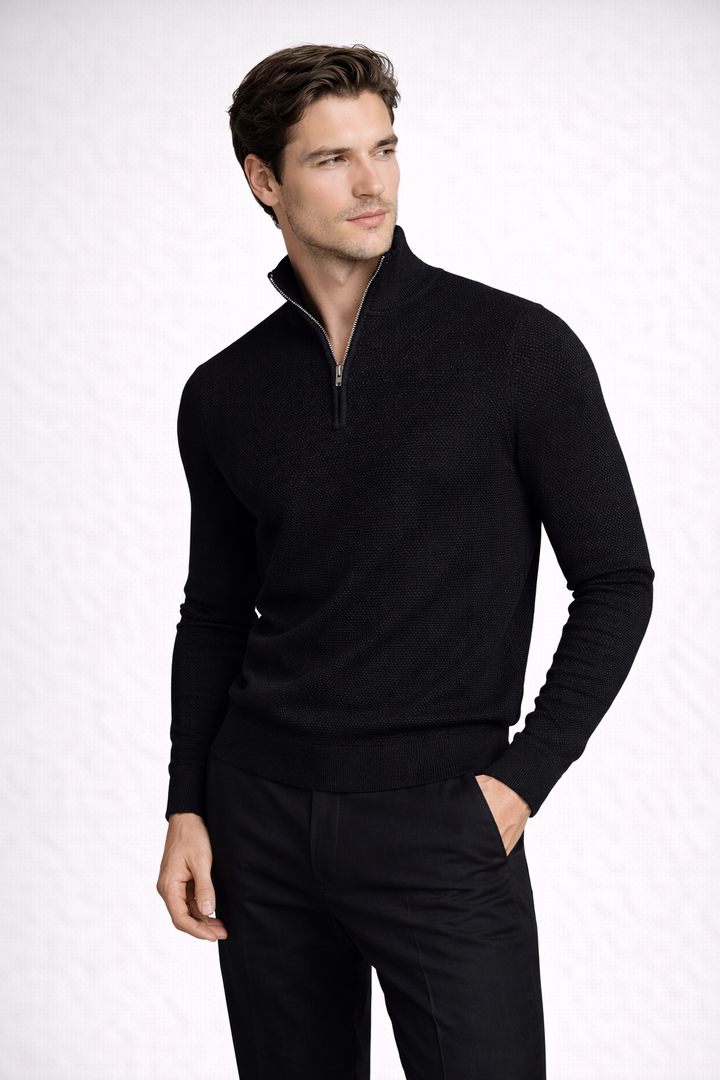 Premium Wool Quarter-Zip Knit Sweater