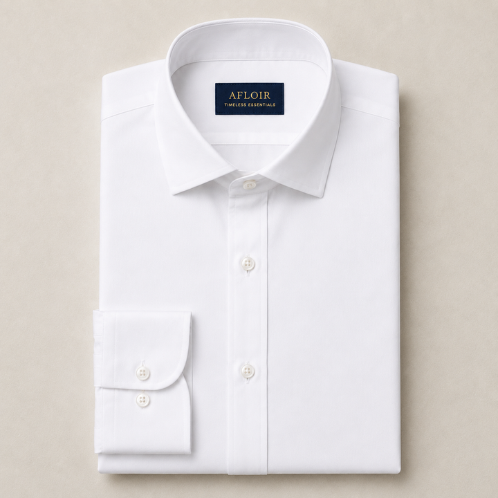 AFLOIR premium white 100% cotton non-iron dress shirt