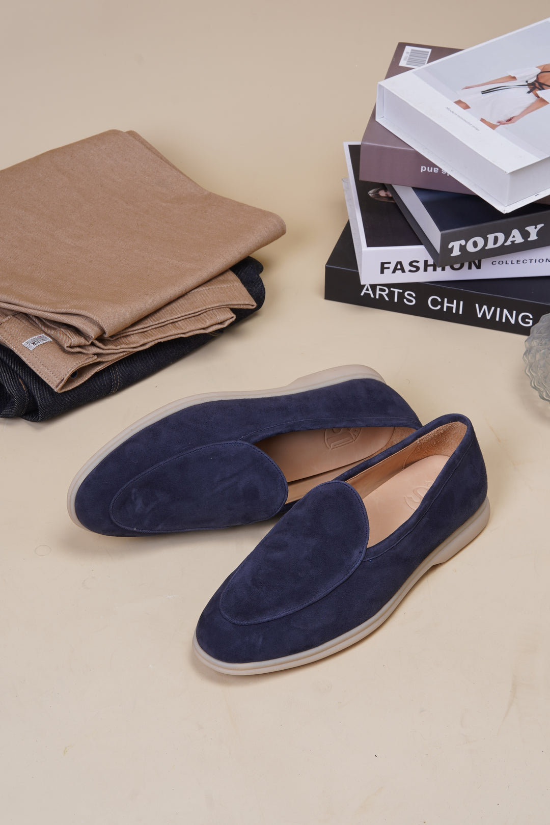 Navy Blue Suede Loafer