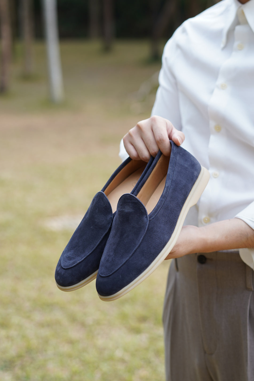 Navy Blue Suede Loafer
