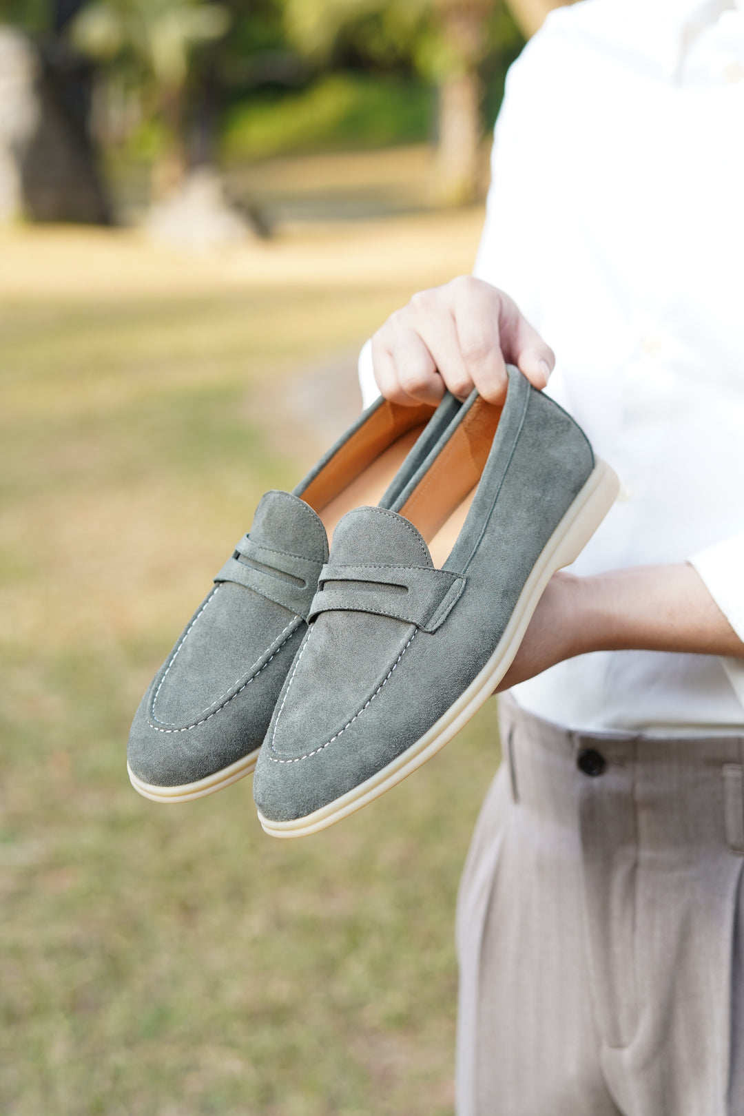 Pale Cyan Mist Penny Loafers