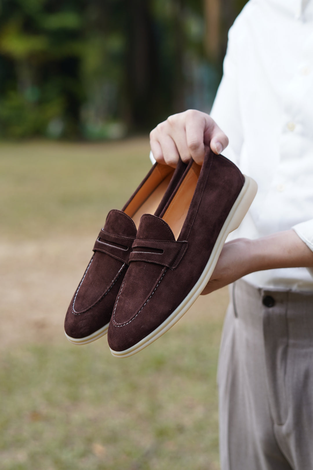 Espresso Suede Penny Loafers