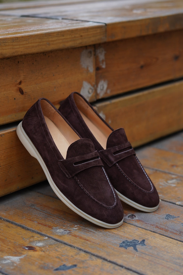 Espresso Suede Penny Loafers