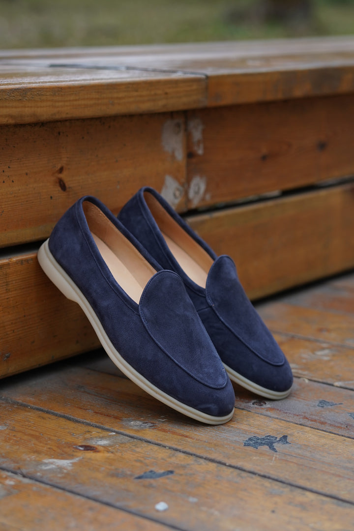 Navy Blue Suede Loafer