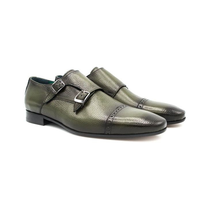 Full Grain Green Leather Men Dress Shoes