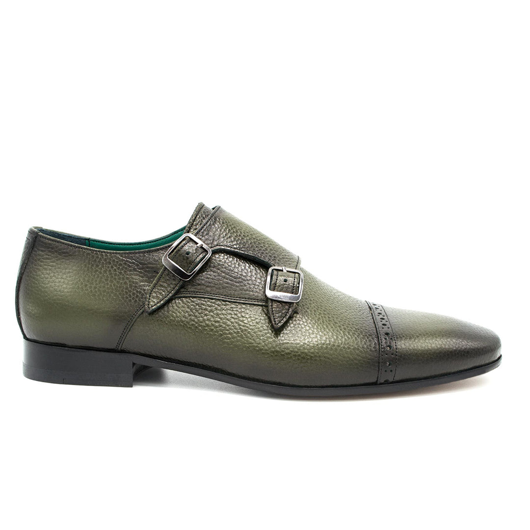 Full Grain Green Leather Men Dress Shoes